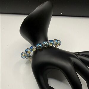 Elegant Blue and Gold Beaded Bracelet